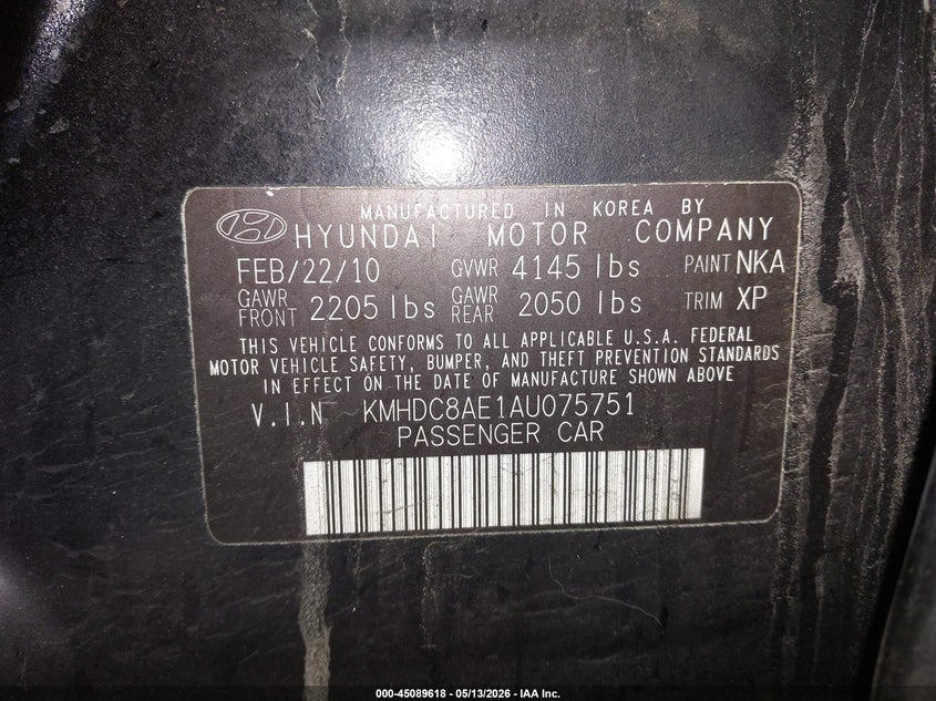 2010 HYUNDAI ELANTRA HATCHBACK 2.0L I-4 DOHC, VVT, 138HP
