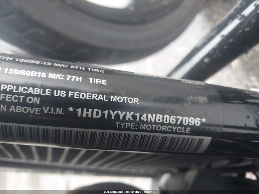 2022 Harley-Davidson Fxbbs VIN: 1HD1YYK14NB067096 Lot: 45089885