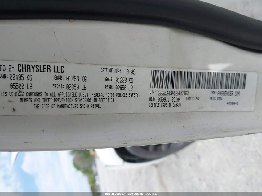 2009 Dodge Charger Srt8 VIN: 2B3LA73W49H590586 Lot: 45090067