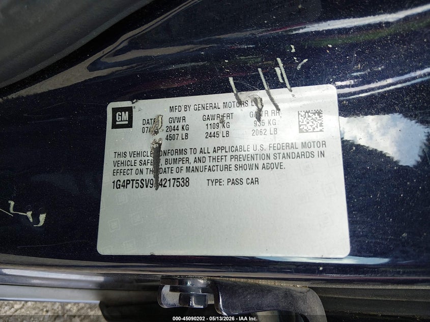 2015 Buick Verano Premium Turbo Group VIN: 1G4PT5SV9F4217538 Lot: 45090202