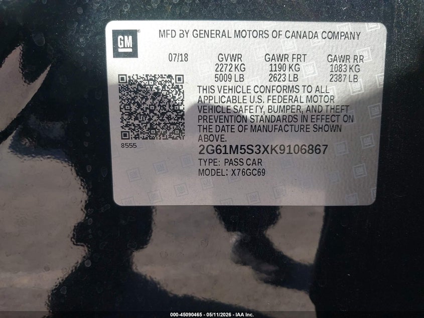 2019 Cadillac Xts Luxury VIN: 2G61M5S3XK9106867 Lot: 45090465