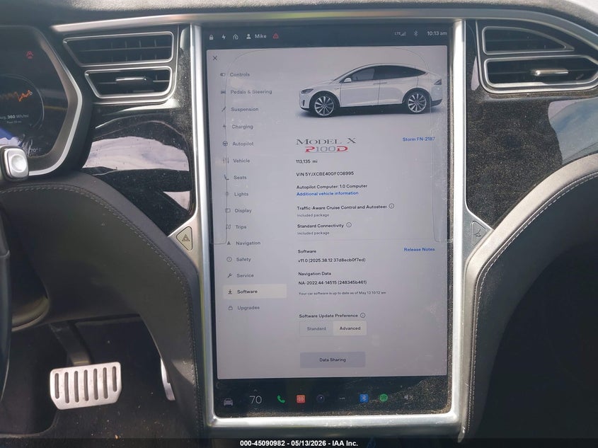 2016 Tesla Model X 75D/P100D/P90D VIN: 5YJXCBE40GF008995 Lot: 45090982