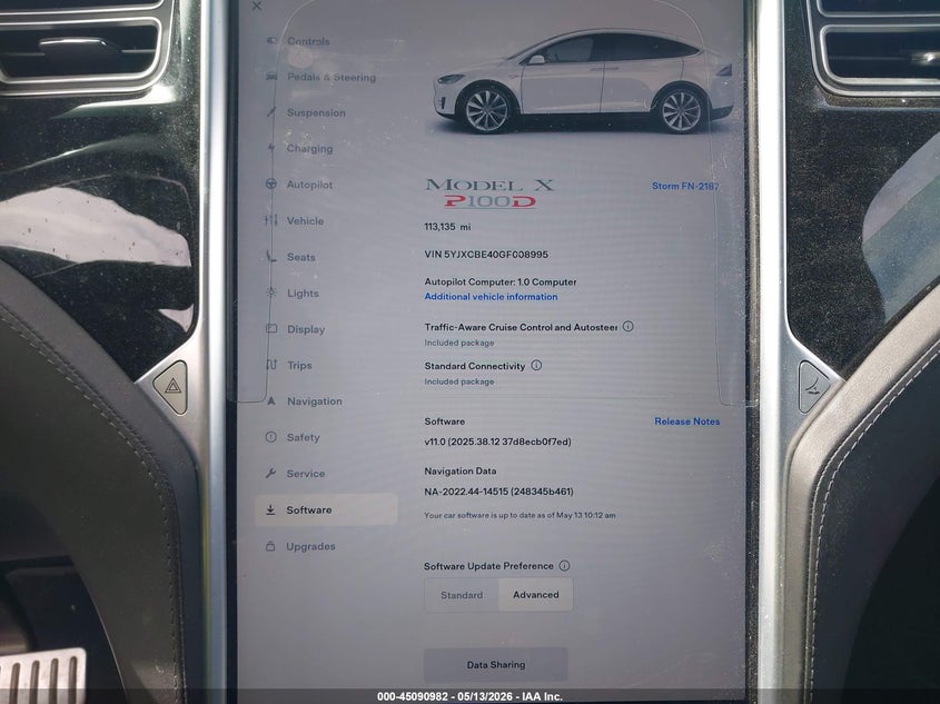 2016 Tesla Model X 75D/P100D/P90D VIN: 5YJXCBE40GF008995 Lot: 45090982