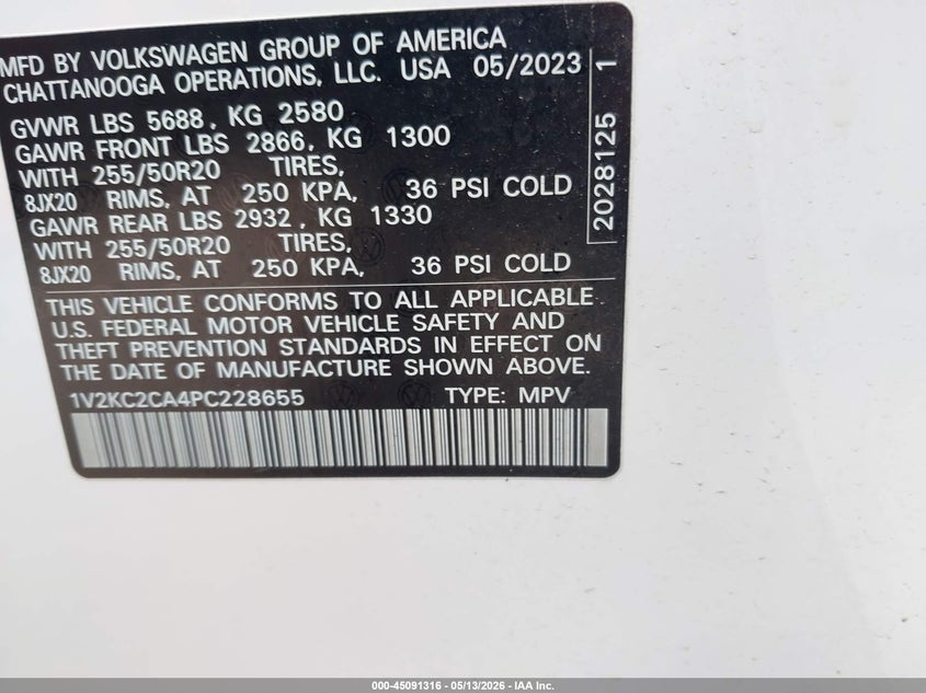2023 Volkswagen Atlas Cross Sport 2.0T Se W/Technology VIN: 1V2KC2CA4PC228655 Lot: 45091316