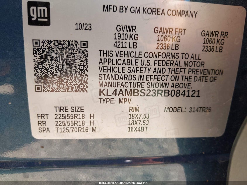 2024 Buick Encore Gx Preferred Fwd VIN: KL4AMBS23RB084121 Lot: 45091477