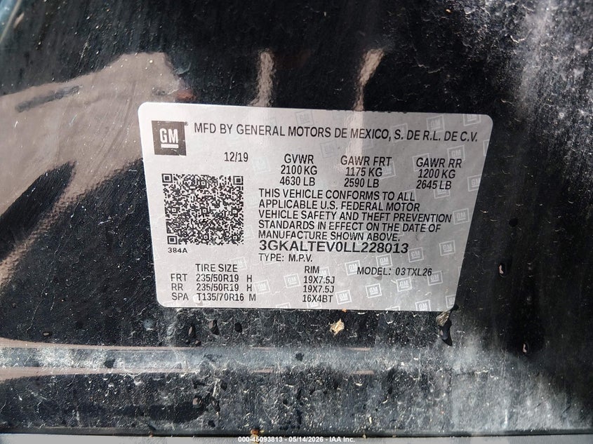 2020 GMC TERRAIN SPORT UTILITY VEHICLE 1.5L I-4 DI, DOHC, VVT, TURBO, 170HP