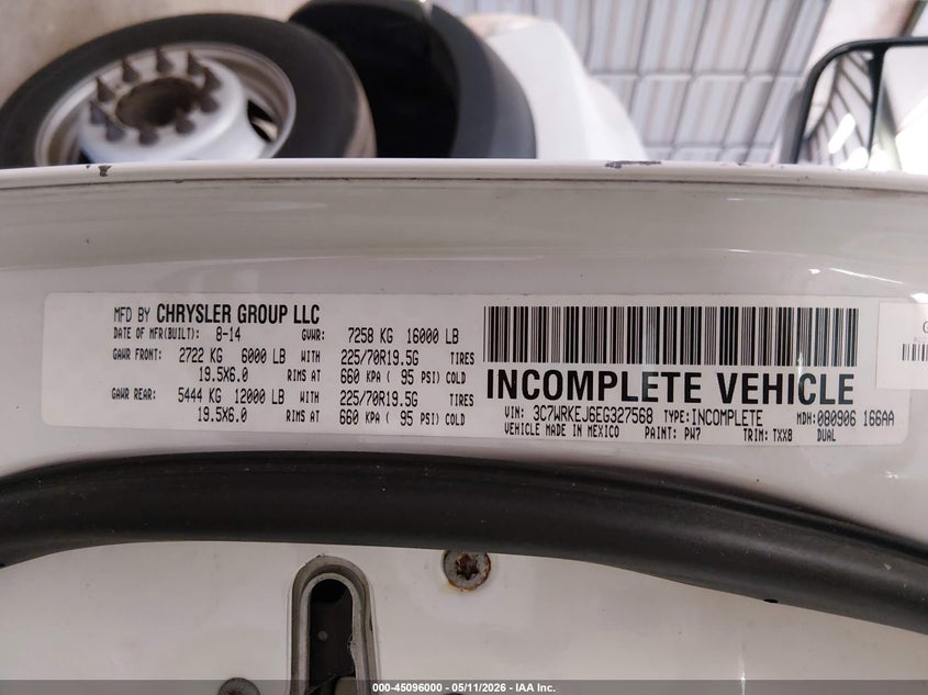 2014 Ram 4500 Ram 4500 Chassis Tradesman/Slt/Laramie white Lot 111045096000 Vin 3C7WRKEJ6EG327568