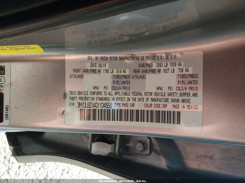 2016 Scion Ia VIN: 3MYDLBZV4GY104558 Lot: 45096805