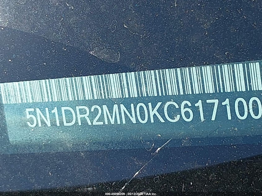 VIN 5N1DR2MN0KC617100 2019 NISSAN PATHFINDER SL