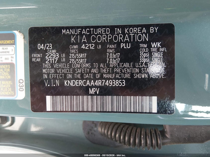 VIN KNDERCAA4R7493853 2024 KIA SELTOS EX