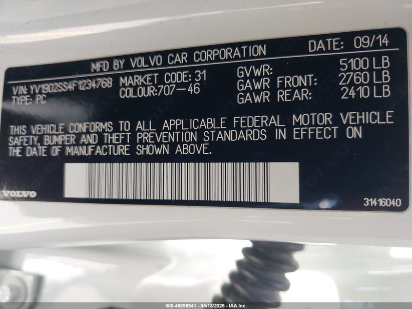 2015 Volvo V60 T6 R-Design Platinum VIN: YV1902SS4F1234768 Lot: 45098941