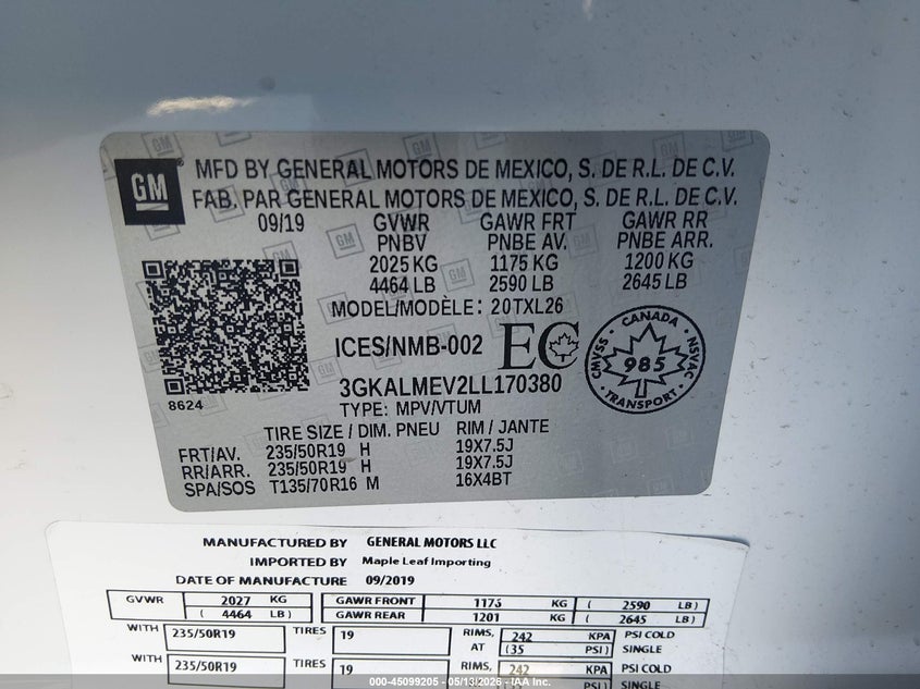 2020 GMC TERRAIN SPORT UTILITY VEHICLE 1.5L I-4 DI, DOHC, VVT, TURBO, 170HP