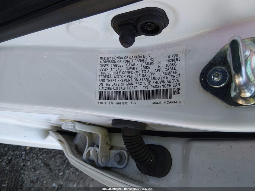 VIN 2HGFC2F64LH533317 2020 HONDA CIVIC LX