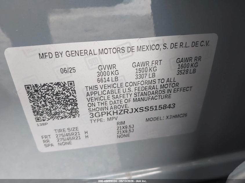 2025 Honda Prologue Elite VIN: 3GPKHZRJXSS515843 Lot: 45099324
