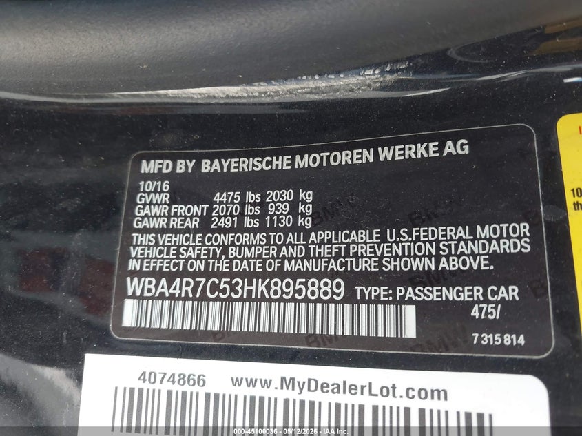 2017 BMW 4ER COUPE 2.0L I-4 DI, DOHC, VVT, TURBO, 248HP