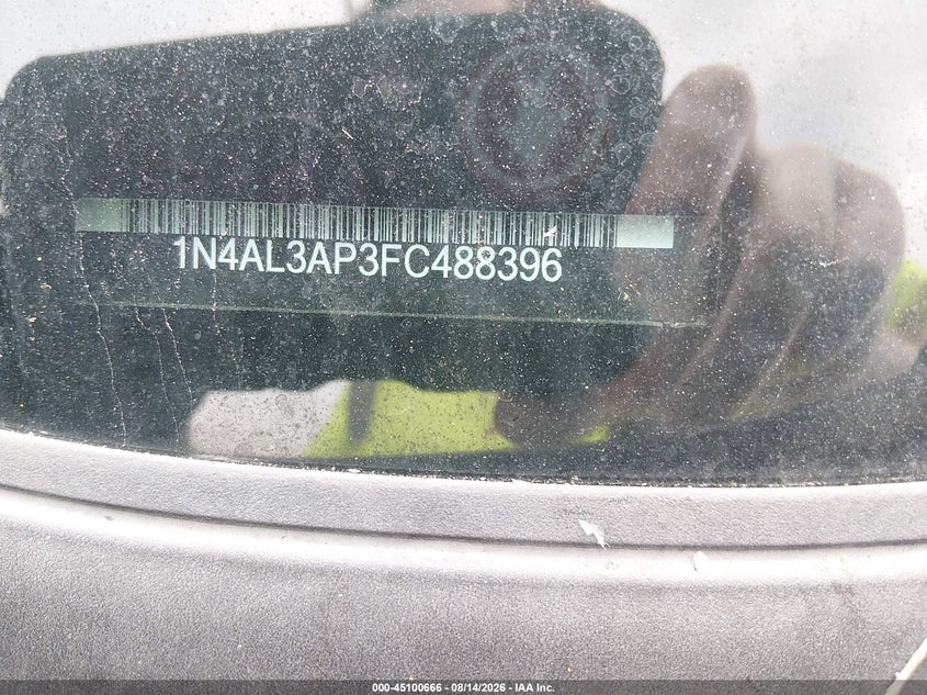 NISSAN ALTIMA 2015 VIN 1N4AL3AP3FC488396
