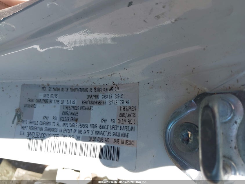2016 Scion Ia VIN: 3MYDLBZV0GY101365 Lot: 45101406