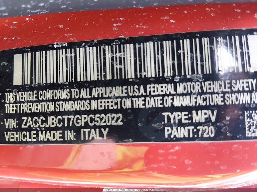 2016 JEEP RENEGADE SPORT UTILITY VEHICLE 2.4L I-4 VVT, 180HP