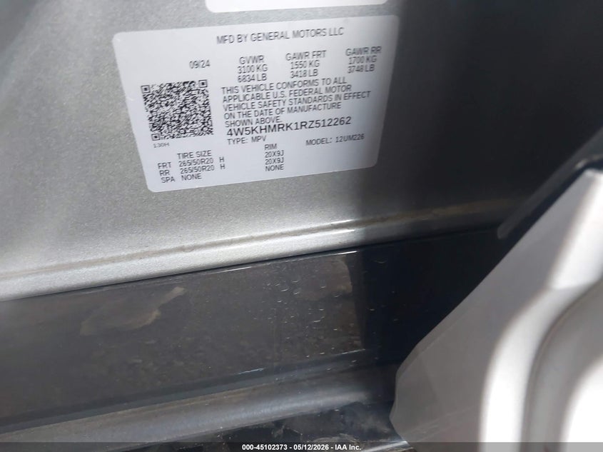 2024 Acura Zdx A-Spec VIN: 4W5KHMRK1RZ512262 Lot: 45102373