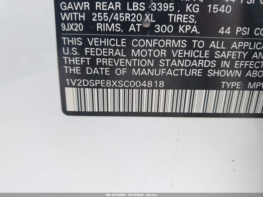 VOLKSWAGEN ID.4 2025 VIN 1V2DSPE8XSC004818