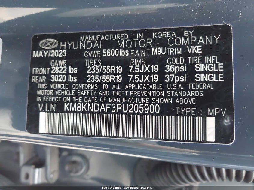 2023 Hyundai Ioniq 5 Sel VIN: KM8KNDAF3PU205900 Lot: 45103919