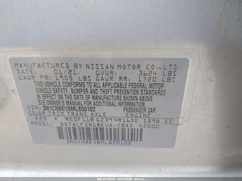 2021 NISSAN VERSA SV XTRONIC CVT · Фото 9