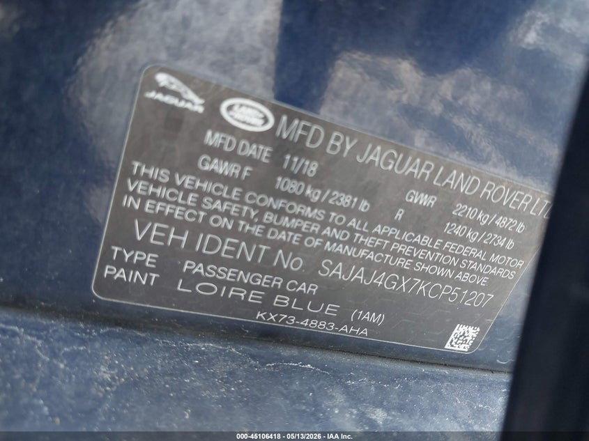 2019 Jaguar Xe 30T Premium VIN: SAJAJ4GX7KCP51207 Lot: 45106418