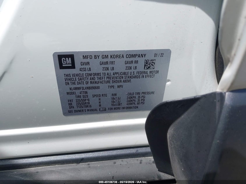 2022 Buick Encore Gx Fwd Essence VIN: KL4MMFSL4NB090680 Lot: 45106736