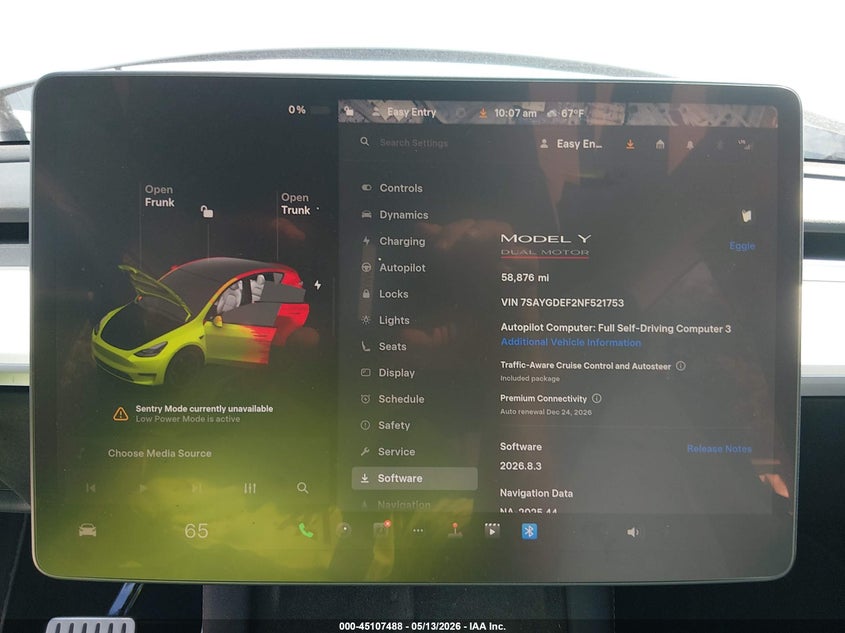 TESLA MODEL Y 2022 VIN 7SAYGDEF2NF521753