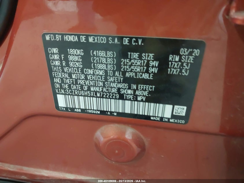 2020 HONDA HR-V EX — Photo 9
