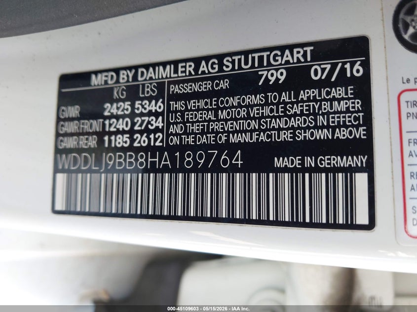2017 Mercedes-Benz Cls 550 4Matic VIN: WDDLJ9BB8HA189764 Lot: 45109603