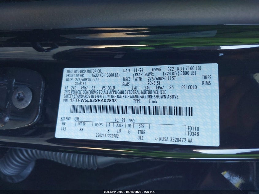 2025 FORD F-150 TRUCK 3.5L V-6 DI, DOHC, VVT, TURBO, 400HP