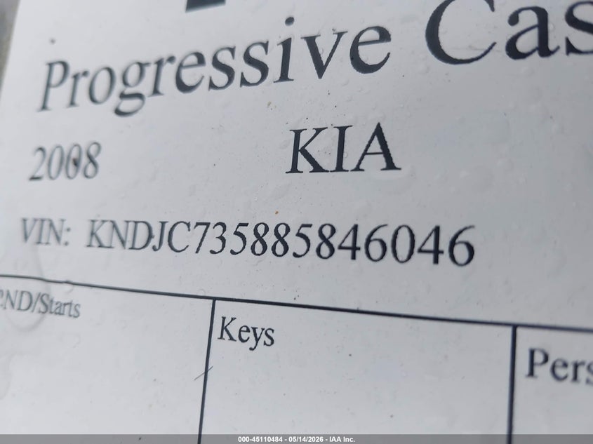 2008 Kia Sorento Lx VIN: KNDJC735885846046 Lot: 45110484