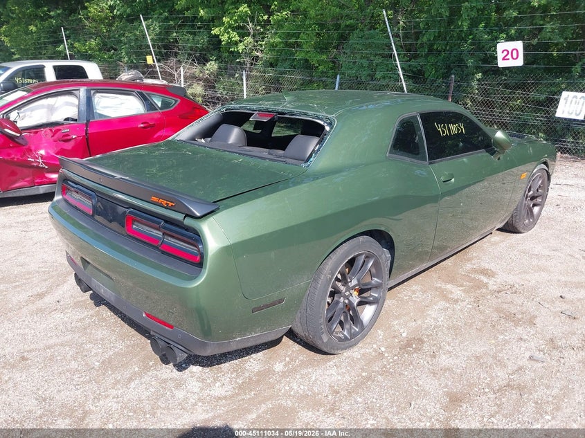 Vin: 2c3cdzfj6mh609945, lot: 45608618, dodge challenger r/t scat pack 20214