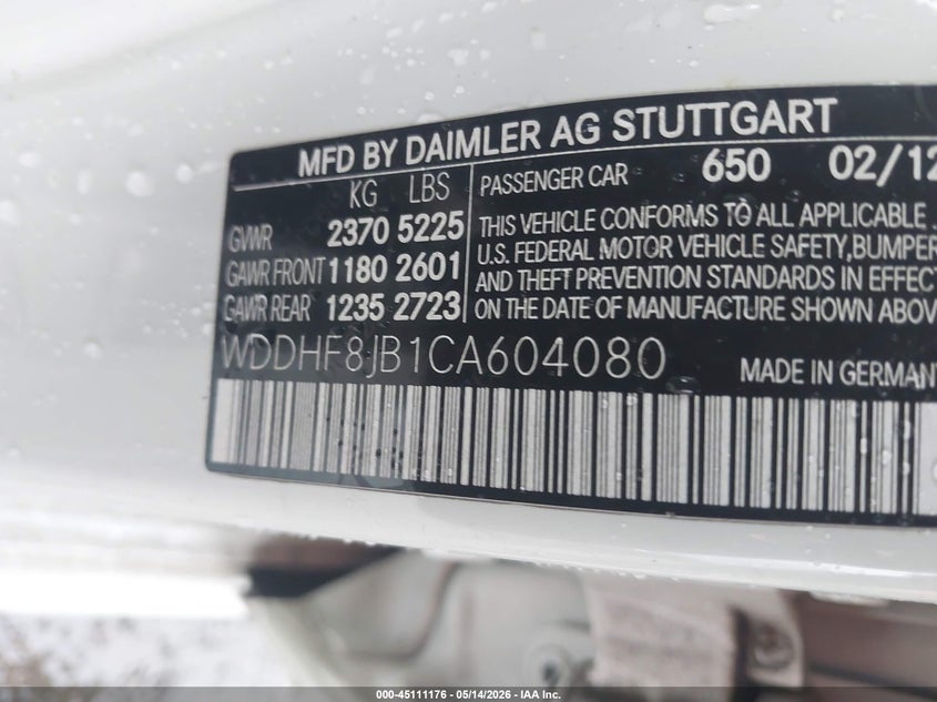 2012 MERCEDES-BENZ E-KLASSE SEDAN 3.5L V-6 DI, DOHC, VVT, 302HP