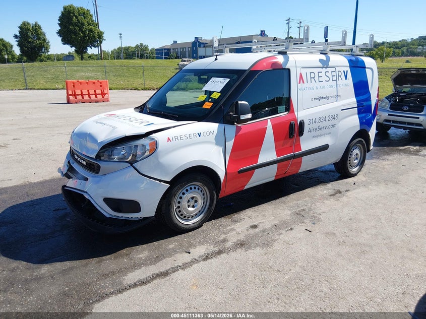 Vin: zfbhrfab6n6w62619, lot: 45608947, ram promaster city cargo van 20222