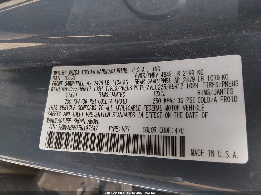 2024 Mazda Cx-50 2.5 S Preferred VIN: 7MMVABBM6RN197447 Lot: 45111854
