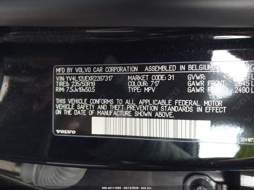 2024 Volvo Xc40 B5 Plus Bright Theme VIN: YV4L12UEXR2267317 Lot: 45111958