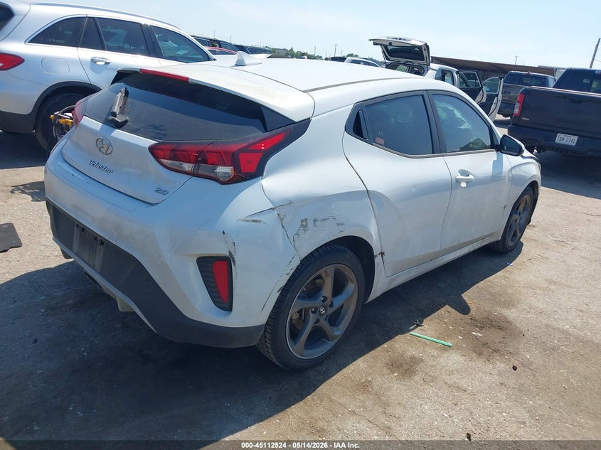 Vin: kmhtg6af1lu031409, lot: 45610108, hyundai veloster 2.0 20204
