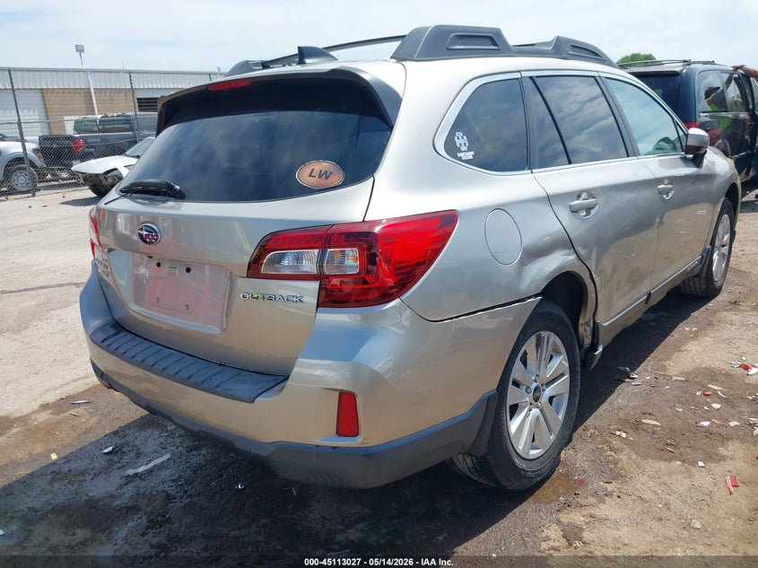 Vin: 4s4bsbcc6g3322893, lot: 45610611, subaru outback 2.5i premium 20164