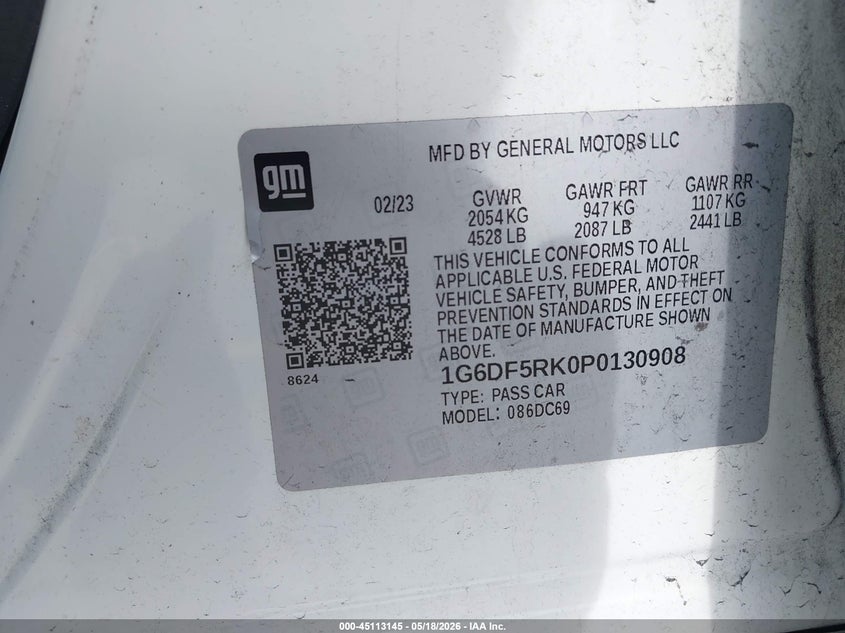 2023 Cadillac Ct4 Premium Luxury VIN: 1G6DF5RK0P0130908 Lot: 45113145