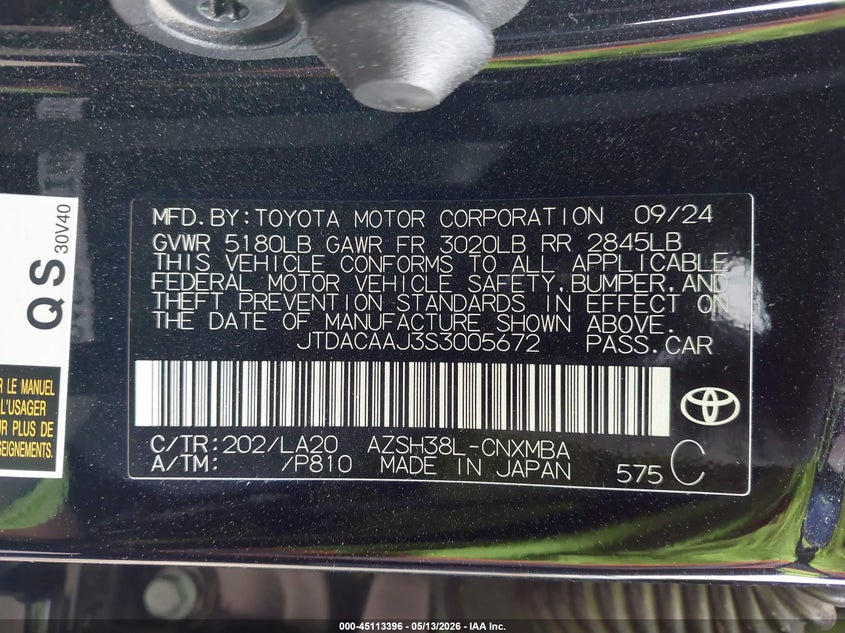 2025 Toyota Crown Signia Xle VIN: JTDACAAJ3S3005672 Lot: 45113396