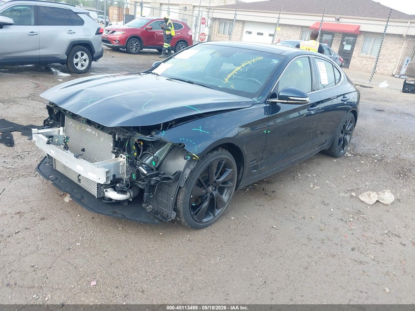 Vin: kmtg34ta0pu106339, lot: 45611082, genesis g70 2.0t awd 20232