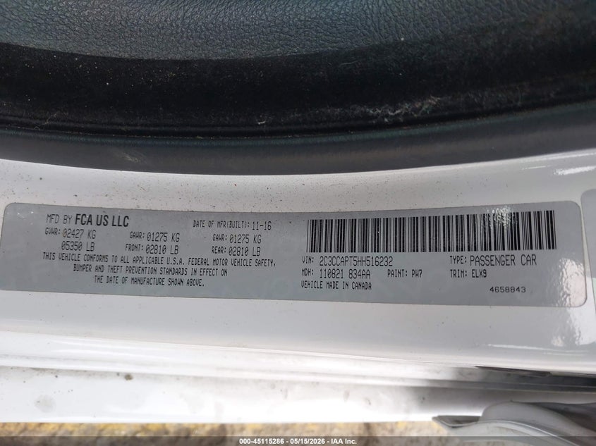 2017 Chrysler 300C Platinum VIN: 2C3CCAPT5HH516232 Lot: 45115286