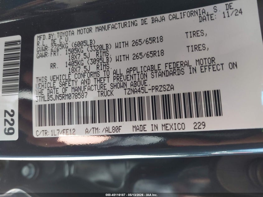 VIN 3TMLB5JN5RM078587 2024 TOYOTA TACOMA TRD SPORT