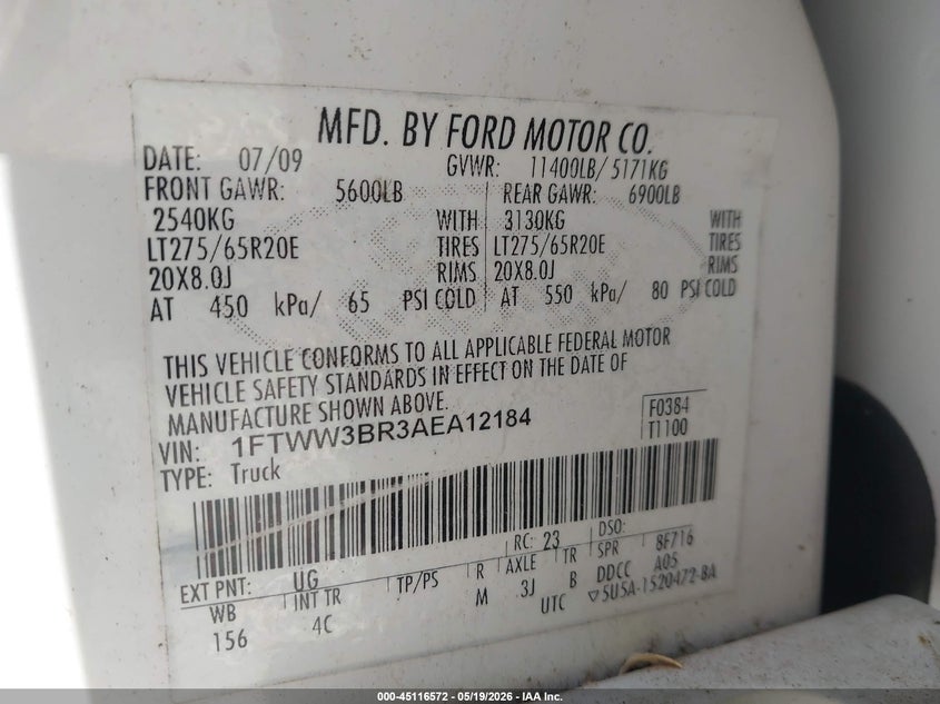 2010 FORD SUPER DUTY F-350 SRW auction photo 8