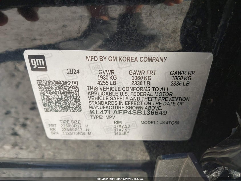 2025 Buick Envista Preferred Fwd VIN: KL47LAEP4SB136649 Lot: 45116941