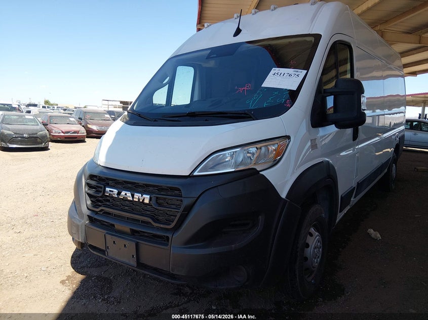 Vin: 3c6mrvjg6pe505369, lot: 45615291, ram promaster 3500 cargo van high roof 159 wb ext 20232