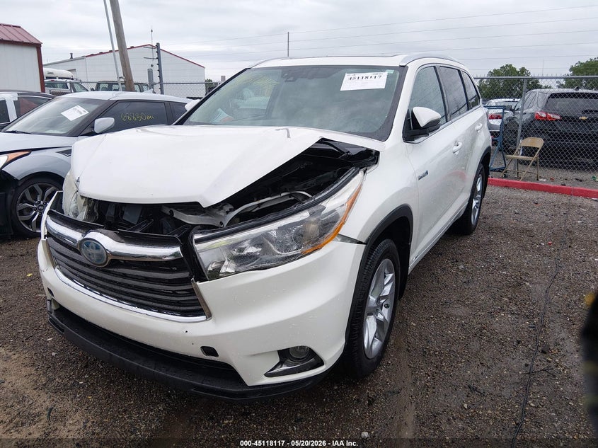 Vin: 5tddcrfh9gs020412, lot: 45615733, toyota highlander hybrid limited platinum v6 20162