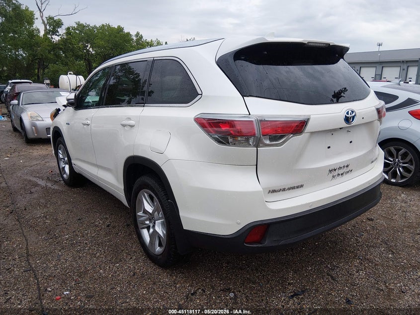 Vin: 5tddcrfh9gs020412, lot: 45615733, toyota highlander hybrid limited platinum v6 20163